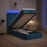 Cumpara ieftin Pat Ottoman cu Saltea si LED Albastru inchis 80 x 200 cm