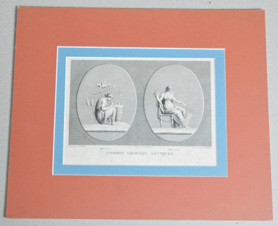 J.B.Wicar &amp;quot;Pierres Gravees Antiques&amp;quot; gravura veche sec 19 foto