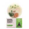 Lumanare Chakra Inimii cu Pietre Pretioase: Cuart Roz &amp; Jad, Mosc de Trandafir, Ceara Soia, 17 ore