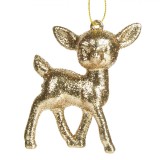 Ornament Brad Jumbo Cerb, Bej, Glitter, 8.5 cm, Oem