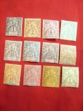 Serie mica -Prima Emisiune Coasta de Fildes Colonie Fr.1892-1899 lipsa 20C,sarn.