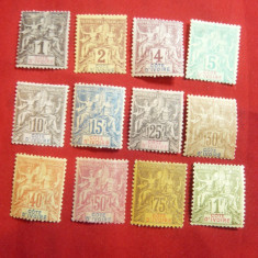 Serie mica -Prima Emisiune Coasta de Fildes Colonie Fr.1892-1899 lipsa 20C,sarn.