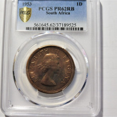 Africa de Sud / South Africa - Penny 1953 - Elizabeth II PCGS PR62RB - 5000 ex.