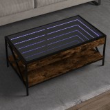 Cumpara ieftin Măsuță de cafea cu LED infinity, stejar fumuriu, 90x50x38 cm