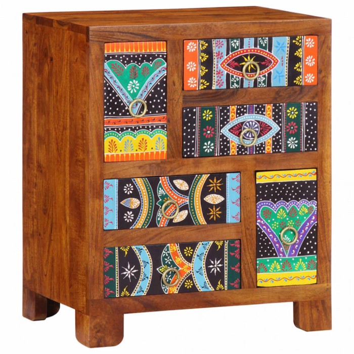 Gossi bufeta multicolor 50x35x60 din lemn masiv de salcam