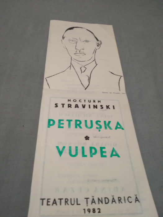 PLIANT TEATRU RSR TEATRUL TANDARICA 1982 VULPEA/PETRUSKA