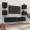 Gossi set dulap tv, 6 piese, negru, lemn prelucrat