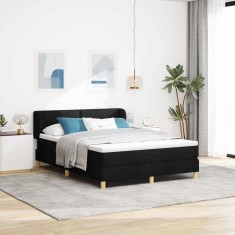 vidaXL Pat cu arcuri și saltea crem 90x200 cm Negru 140 x 200 cm