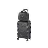 Set 2 Valize Leziter TraveLux Max III, Carcasa Rigida ABS, Negru, Valiza Mana si Medie, Roti 360