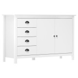 Cumpara ieftin Servanta Hill, alb, 130x40x80 cm, lemn masiv de pin