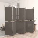 Paravan de cameră cu 6 panouri, antracit, 300x220 cm, textil