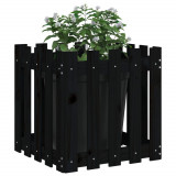 Jardiniera gradina design gard negru 50x50x50 cm lemn masiv pin GartenMobel Dekor, vidaXL