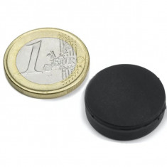 Magnet neodim disc Ø22&#215;6,4 mm, putere 3,9 kg, acoperire cauciuc