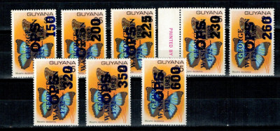 Guyana 1984 - Fluturi, Dienstmarken, supr. Washington, Mi42-49 n foto