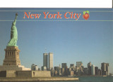 SUA NEW YORK CITY: WTC TWIN TOWERS STATUE OF LIBERY UNUSED POSTCARD, Circulata, Fotografie