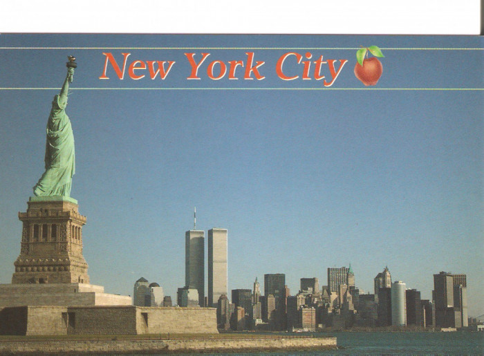 SUA NEW YORK CITY: WTC TWIN TOWERS STATUE OF LIBERY UNUSED POSTCARD