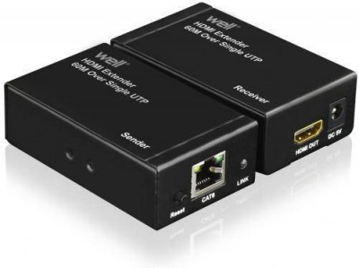 Adaptor prelungitor HDMI pana la 60m prin cablu Cat5/Cat6 FullHD V1.3 Well foto