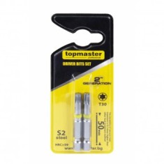 Set 2 biti torx, Topmaster 338716, T30, prindere hexagonala 1/4&quot;, lungime 50 mm