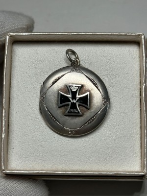MEDALION care se deschide - ARGINT 800 - German - Crucea de fier - 1914 - WW1 ! foto