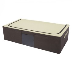 Husă Depozitare Haine cu Cadru, 80x40x20cm, Capacitate 64L, Maro-Bej