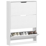 HOMCOM Șifonier cu 3 Sertare Pliante, pentru p&acirc;nă la 12 perechi de pantofi, Placă de Lemn, 80 x 17 x 108 cm, Alb | Aosom Romania