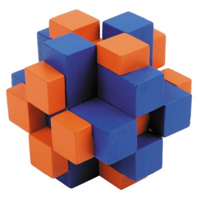 Joc logic IQ din Puzzle 3D Cub cross colorat, Fridolin foto