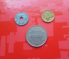 G477-Lot 3 Monede Romania regalista-25 bani 1921, 1 Lei 1941, 100 Lei 1943.