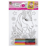 Desen pe numere Unicorn, A4, 6 pagini, 6 creioane duble, Grafix