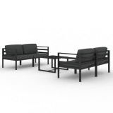 Set mobilier de gradina cu perne, 5 piese, antracit, aluminiu