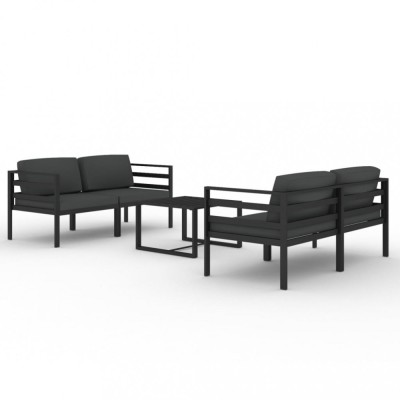 Set mobilier de gradina cu perne, 5 piese, antracit, aluminiu foto
