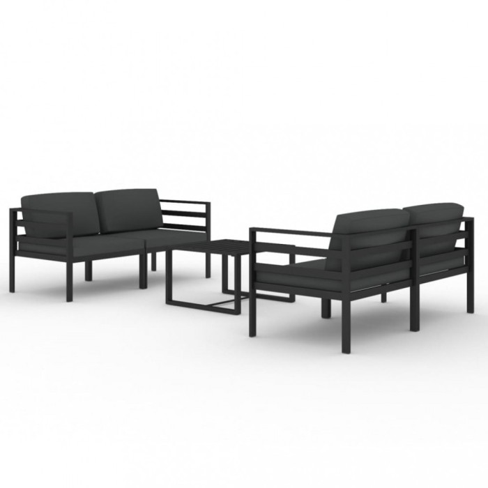 Set mobilier de gradina cu perne, 5 piese, antracit, aluminiu