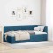 vidaXL Cadru de pat colțar cu headboard albastru 90 x 190 cm Catifea
