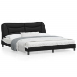 VidaXL Cadru de pat cu tăblie negru și alb 180x200cm piele artificială