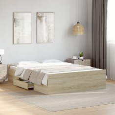 vidaXL Cadru de pat cu sertare stejar sonoma 120x200 cm lemn prelucrat 3280302