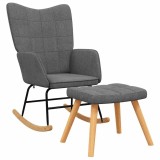 Cumpara ieftin Scaun balansoar cu taburet, gri inchis, textil