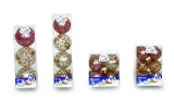 Set 4 globuri 70mm perla decor Trames rosu cu auriu, ARBLOOM