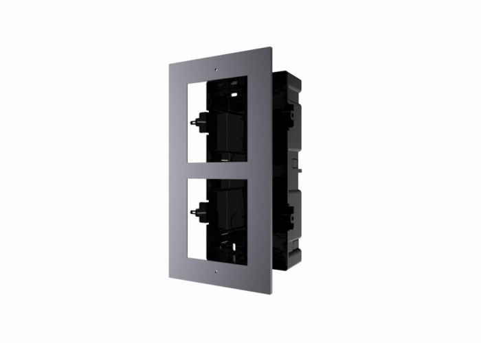 PANOU frontal HIKVISION pentru 2 module de videointerfon modular Hikvision DS-KD-ACF2, montare incastrata, aluminiu, doza de plastic inclusa, &quot;DS-KD-A