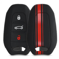 Husa Cheie Auto pentru Peugeot/Citroen, 3 Butoane, Keyless Go, Silicon, Negru, 45654.01 foto