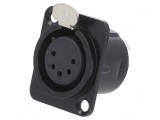 Soclu XLR Mamă 5 Pin cu Buton Metalic Negru 19x24mm, CLIFF