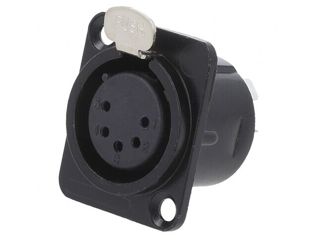 Soclu XLR Mamă 5 Pin cu Buton Metalic Negru 19x24mm