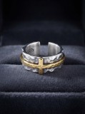 Cumpara ieftin Inel Spinner din Argint 925 Mystic Golden Cross , Eleganta Sculpturala E i Design Antistres