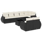 Cumpara ieftin Set mobilier de gradina cu perne, 9 piese, negru, poliratan