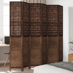 vidaXL Paravan cameră&nbsp;6 panouri, maro &icirc;nchis, lemn masiv paulownia 358716