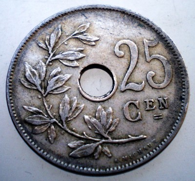 2.218 BELGIA 25 CENTIMES 1908 BELGIE foto