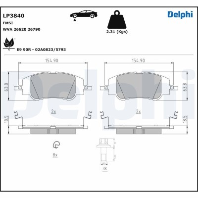 DELPHI LP3840 set placute frana disc foto
