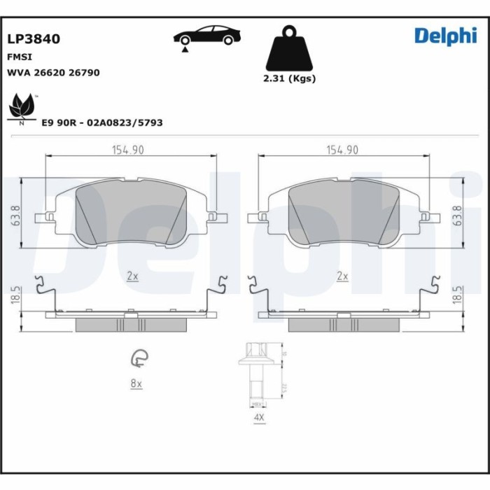 DELPHI LP3840 set placute frana disc