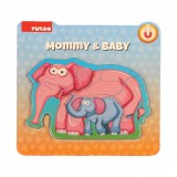PUZZLE DIN SPUMA EVA-MAMA SI PUIUL ELEFANT,8 PIESE, PUEDO, PUEDO TOYS