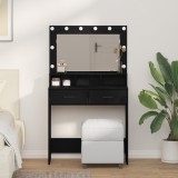 VidaXL Masă de toaletă cu lumini LED, stejar negru, 79x41x135 cm
