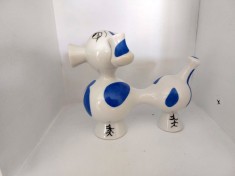 Bibelou vechi anii 70-80, portelan, caine, forme geometrice design modern, 13cm