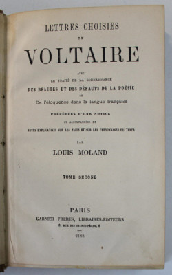 LETTRES CHOISIES de VOLTAIRE , TOME SECOND , 1888 foto